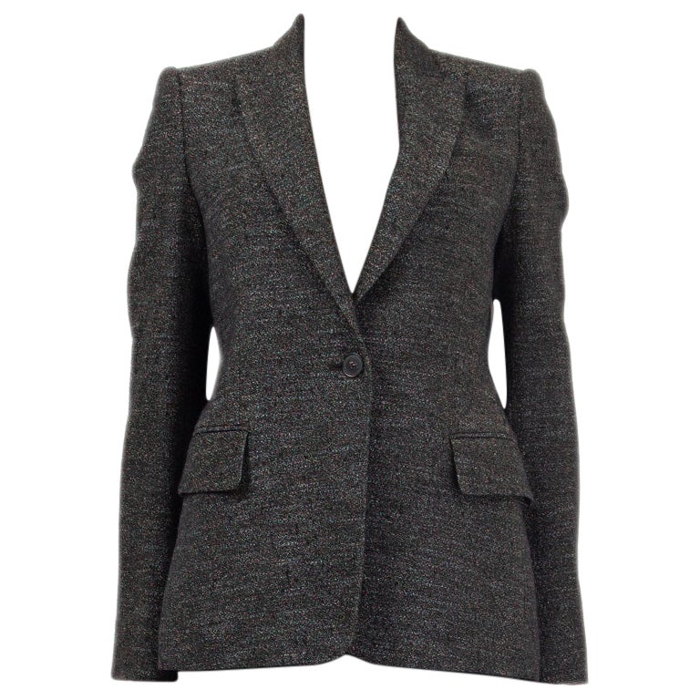 STELLA MCCARTNEY grey wool LUREX SINGLE BUTTON Blazer Jacket 40 S For Sale
