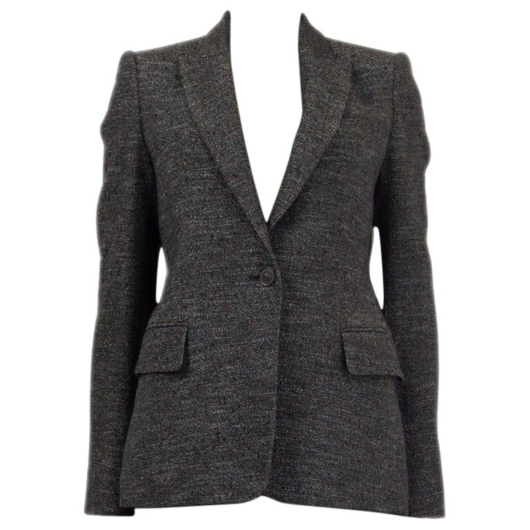 STELLA MCCARTNEY lana gris LUREX SINGLE BUTTON Blazer Chaqueta 40 S