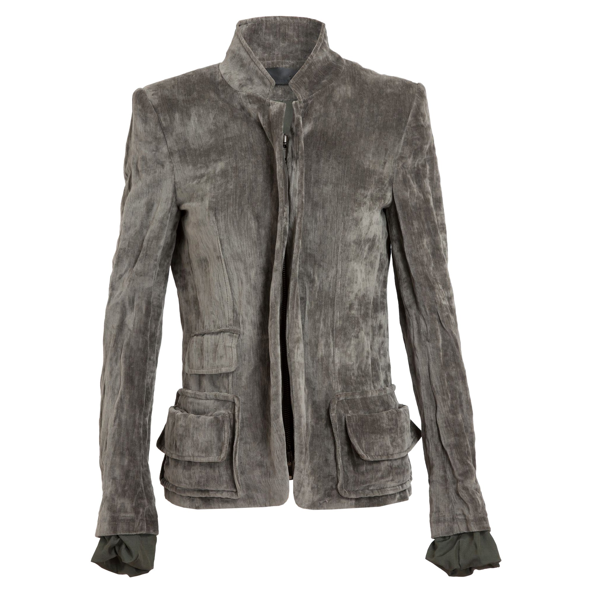 HAIDER ACKERMANN grey cotton VELVET TAILORED Jacket 40 M