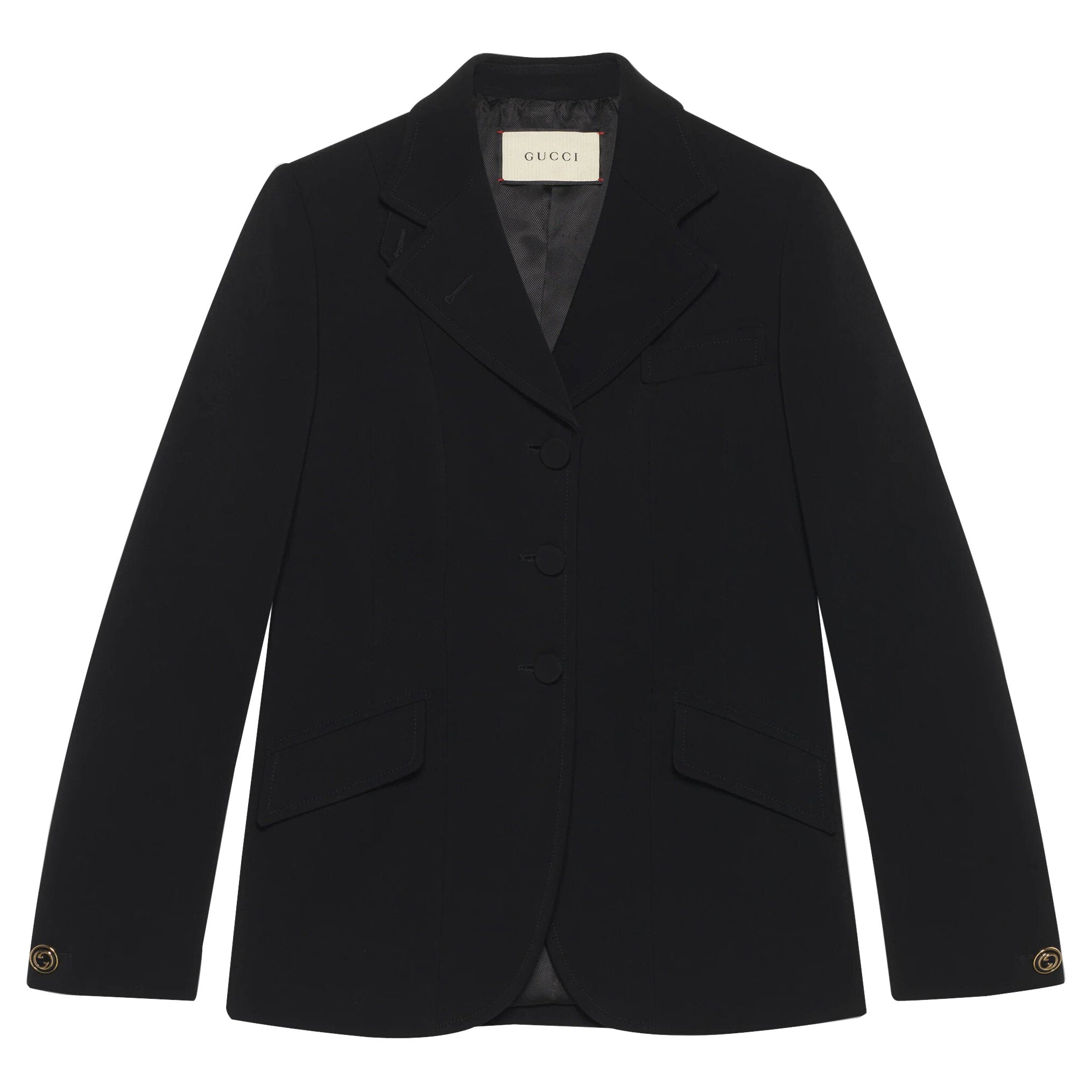 GUCCI black Cady viscose TAILORED Blazer Jacket S For Sale