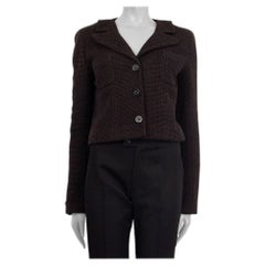 CHANEL black & brown wool KNIT Blazer Jacket 38 S