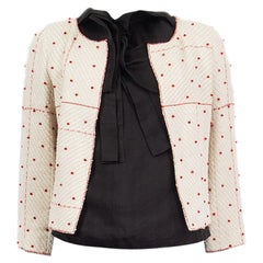 CHANEL Giacca in TWEED EMBELLISHED in cotone bianco e rosso 38 S. White e rosso.