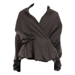 LANVIN ASYMMETRIC PEPLUM WRAP Jacke aus grauer Wolle 38 S