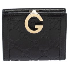 Gucci Black Guccissima Leather Charlotte Compact Wallet