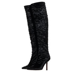 Gucci by Tom Ford black velvet beaded over knee evening boots, fw 1999 ...
