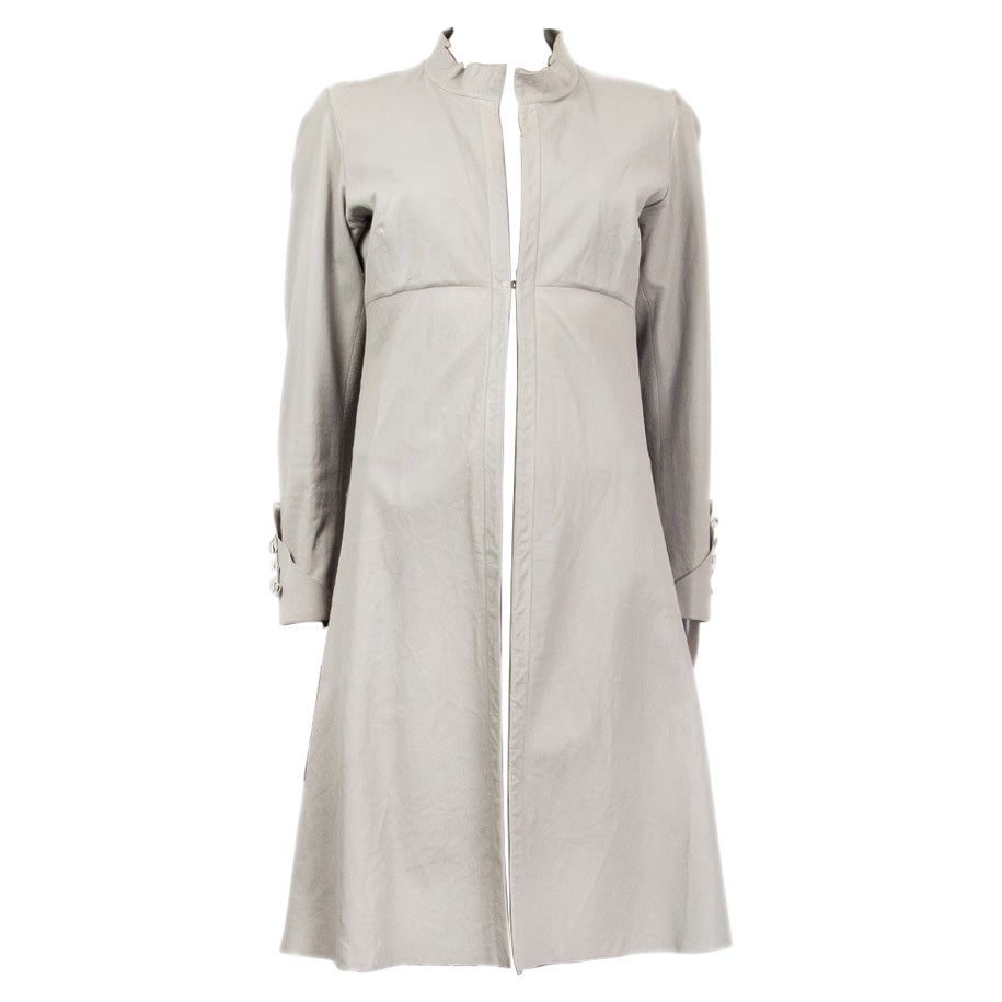 JIL SANDER light grey leather Coat Jacket 38 M For Sale