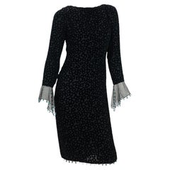 F/W 1999 Vintage Gianni Versace Couture Runway Black Devore Velvet Dress