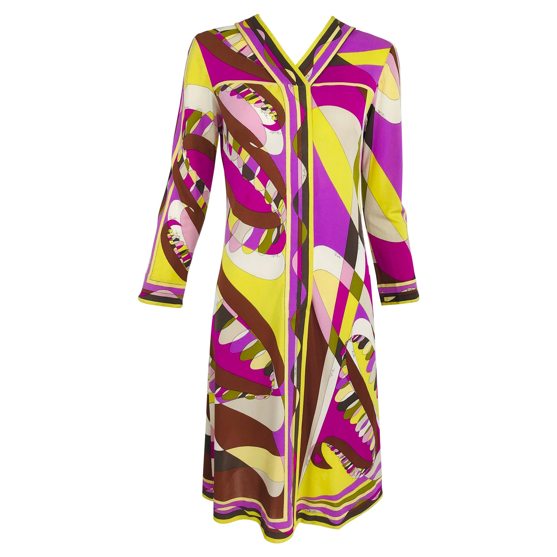 Pucci Silk Print 1960s Empire Dress For Sale at 1stDibs