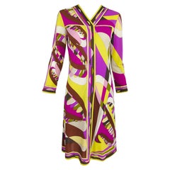 Vintage Emilio Pucci Silk Jersey Print Long Sleeve Day Dress 1960s