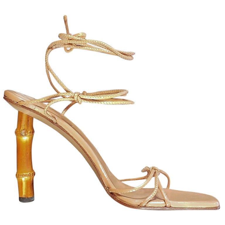 S/S 2002 TOM FORD for GUCCI NUDE BAMBOO HEEL SHOES 5 at 1stDibs