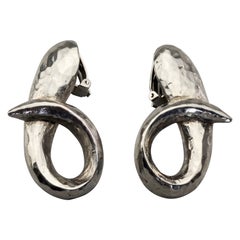 Vintage Massive ALEXIS LAHELLEC Paris Modernist Silver Earrings