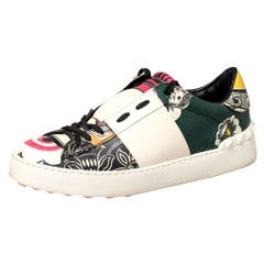 Valentino Multicolor Printed Leather Rockstud Low Top Sneakers Size 38
