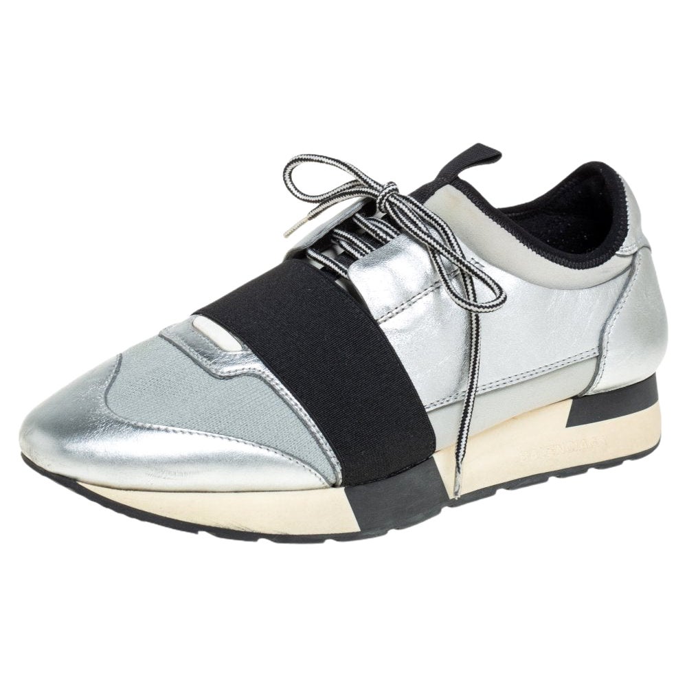 Balenciaga Silver Track Sneakers in Gray for Men  Lyst