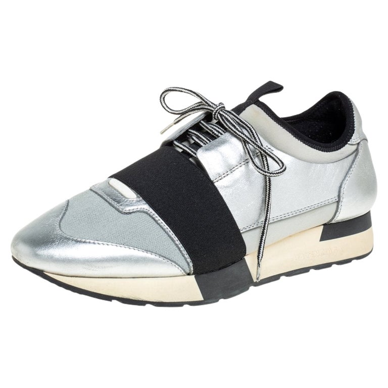 Balenciaga Silver Leather And Knit Fabric Race Runner Low Top Trainers Size  38 For Sale at 1stDibs | balenciaga runner low-top sneakers, balenciaga  runners, balenciaga silver runners