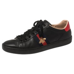 Gucci Black Leather Ace Low Top Sneakers Size 39.5