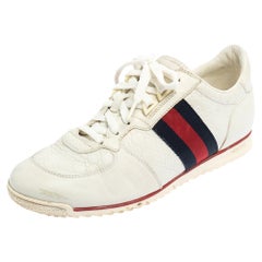 Gucci White Guccissima Leather Web Detail Low Top Sneakers Size 39