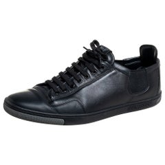 Louis Vuitton Black Leather Slalom Low Top Sneakers Size 42.5