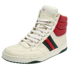 Gucci White/Red Leather New Praga Karibu High Top sneakers Size 42.5