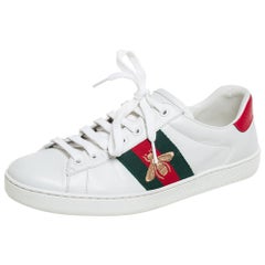 Gucci White Leather Ace Low Top Sneakers Size 40