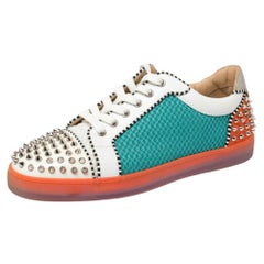 Christian Louboutin Multicolor Patent, Mesh And Suede Spike Sneakers Size 42.5