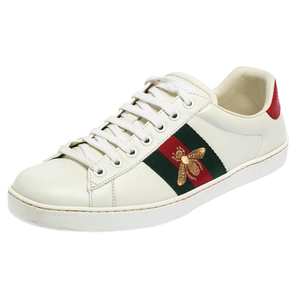 Gucci White Leather Ace Low Top Sneakers Size 40