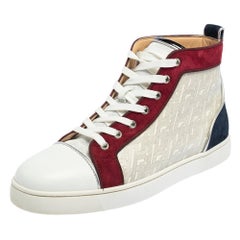 Christian Louboutin Multicolor Leather and Suede Orlato High Top Sneaker Size 42
