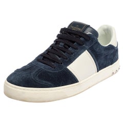 Valentino Blue/White Suede And Leather Flycrew Lace Up Sneakers Size 42