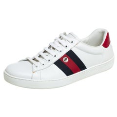Gucci White Leather Ace Web Low Top Sneakers Size 41
