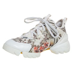Dior Multicolor Printed Neoprene And White Leather Sneakers Size 36.5