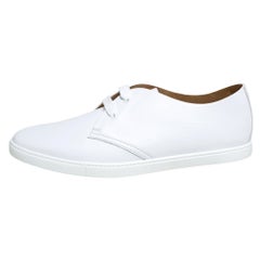 Hermes White Leather Low Top One Sneakers Size 44