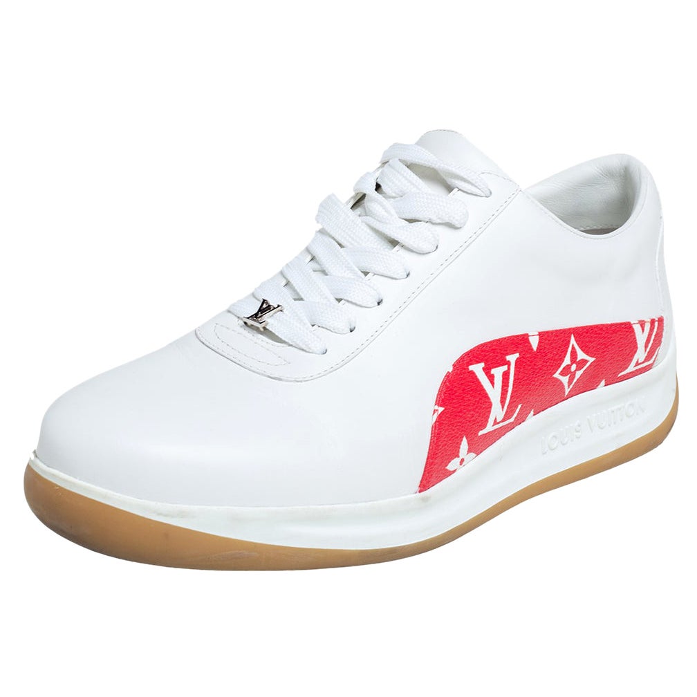 Louis Vuitton x Supreme White Monogram Canvas Trim Sport Sneakers Size 40