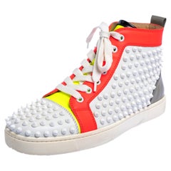 Christian Louboutin Multicolor Louis Spikes Lace Up High Top Sneakers Size 39