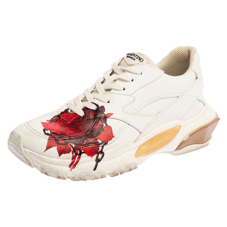 Valentino x Undercover White Leather Chain Rose Print Bounce Sneakers Size  39 at 1stDibs | valentino x undercover sneakers