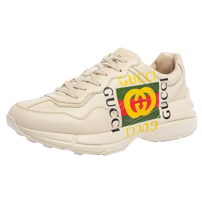 vlot instinct Blind Gucci Cream Leather Rhyton Vintage Logo Low Top Sneakers Size 43 at 1stDibs