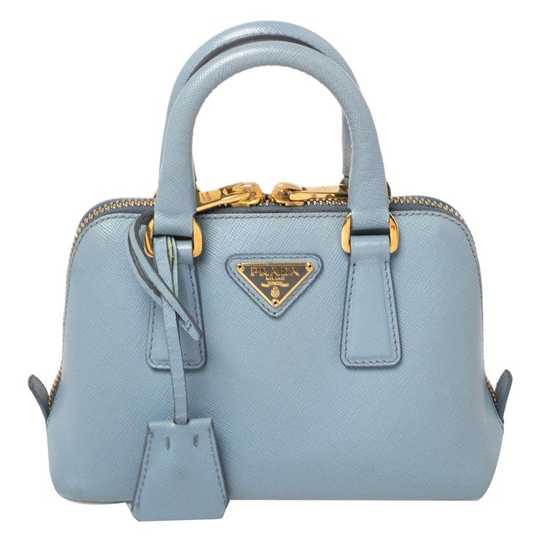 Authentic Prada Blue Saffiano Lux Leather Tote Bag