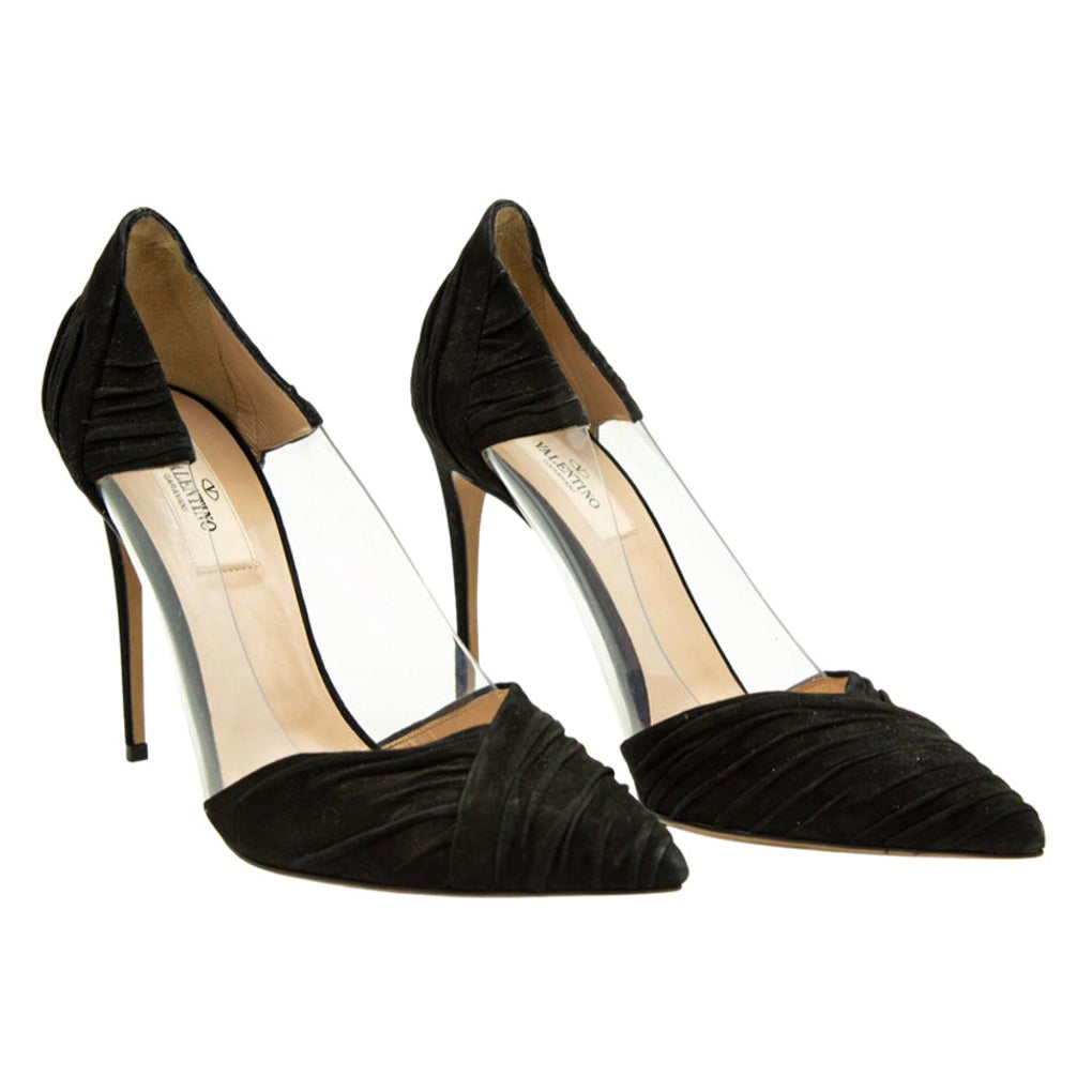 WOMENS DESIGNER Valentino Suede And Clear Pointed Shoe For Sale