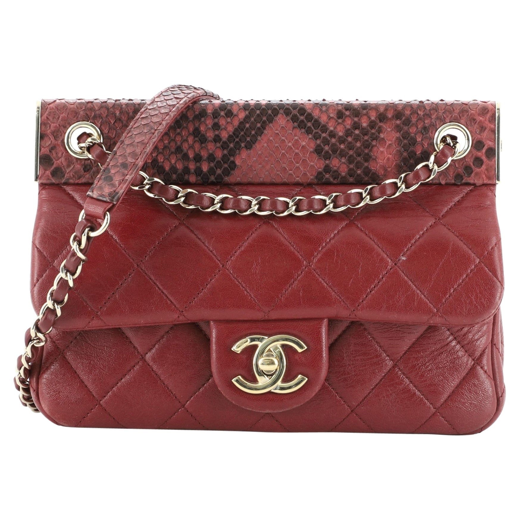 Chanel CC Frame Flap Bag Quilted Calfskin with Python Small