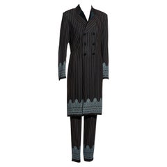 Vintage Jean Paul Gaultier brown and blue pinstripe pant suit, ss 1997