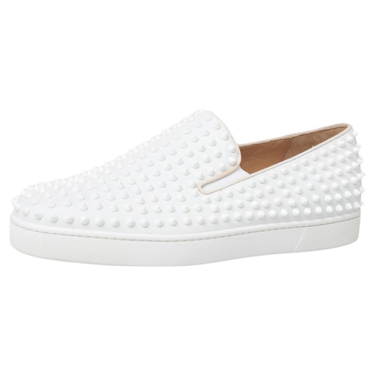 Christian Louboutin White Leather Roller Boat Spike Slip On Sneakers Size  44.5 at 1stDibs | christian louboutin slip on sneakers, christian louboutin  roller boat white, christian louboutin white spikes