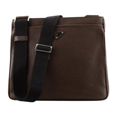 Prada Front Pocket Zip Messenger Bag Vitello Daino Large