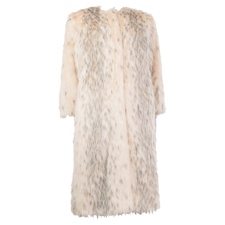 PRADA nude and grey FAUX FUR 3/4 Sleeve Collarless Coat Jacket 40 S For  Sale at 1stDibs