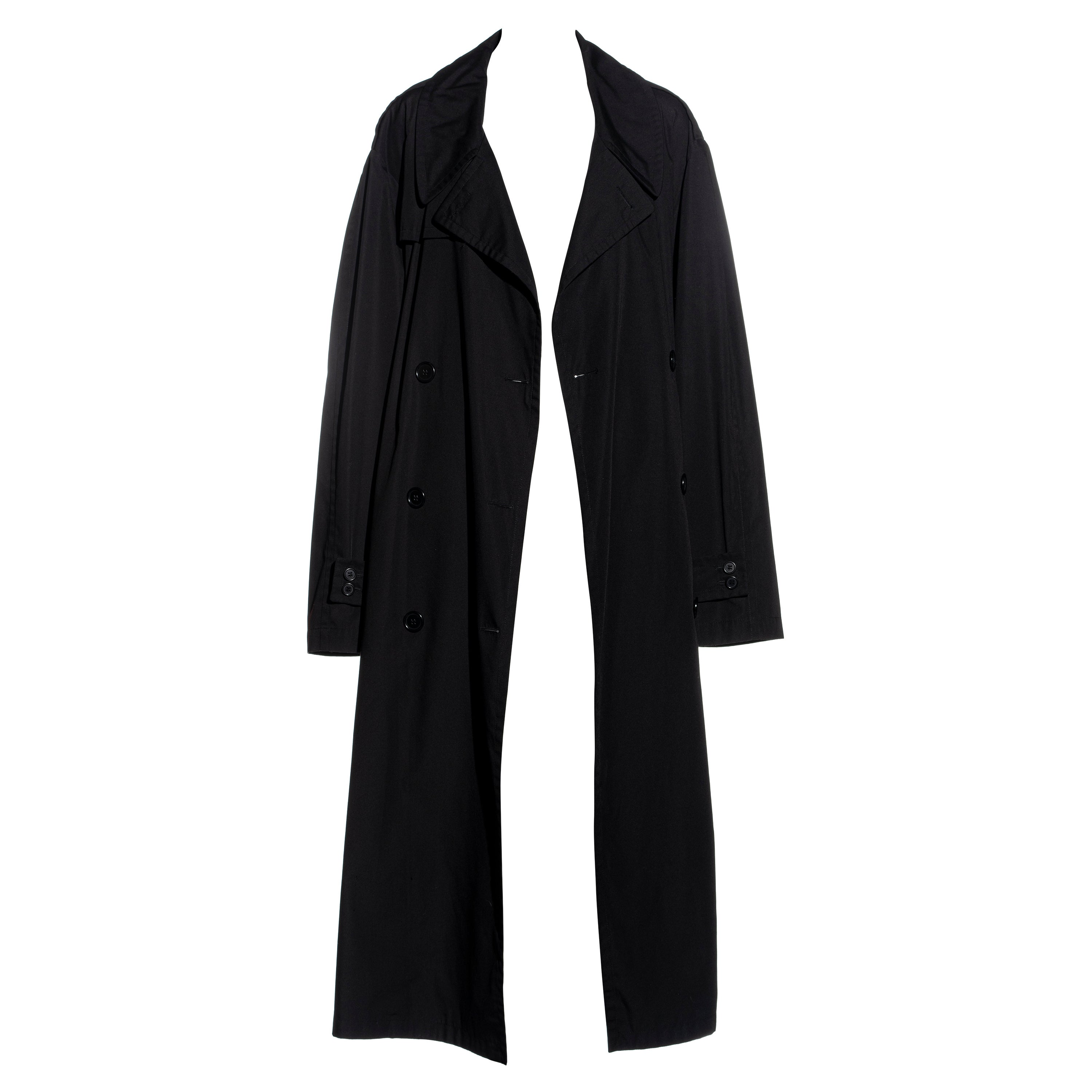 Martin Margiela black oversized size 74 trench coat, ss 2000 For Sale