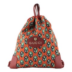 Gucci Neo Vintage Drawstring Backpack Printed Canvas Large