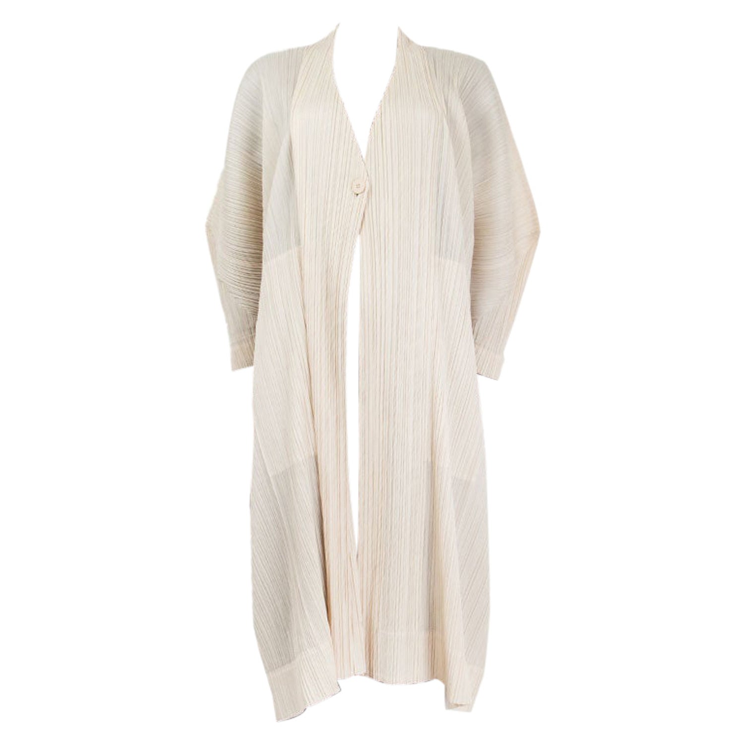 ISSEY MIYAKE PLEATS PLEASE off-white pleated LONG Cardigan Sweater 3 M For  Sale at 1stDibs | pleats please sale