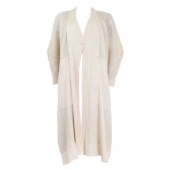 ISSEY MIYAKE PLEATS PLEASE off-white pleated LONG Cardigan Sweater 3 M