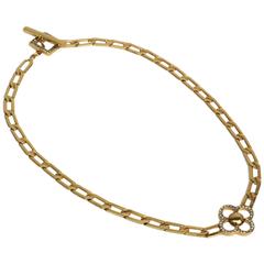 Louis Vuitton Gold Tone Flower Motif Charm Rhinestone Necklace in Box
