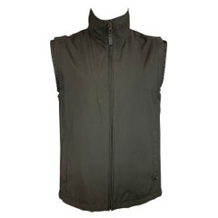 PRADA Size 44 Wind Stopper Black Polyester Zip Up Vest