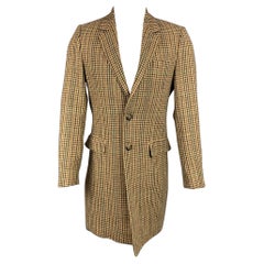AMI by ALEXANDRE MATTIUSSI Size 40 Tan & Brown Plaid Wool Notch Lapel Coat
