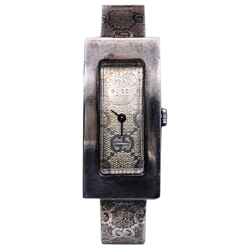 Gucci Vintage Silver Metal Wrist Watch Bracelet Bangle