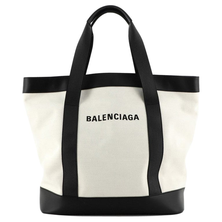 Balenciaga Logo Tote Canvas and Leather Large at 1stDibs